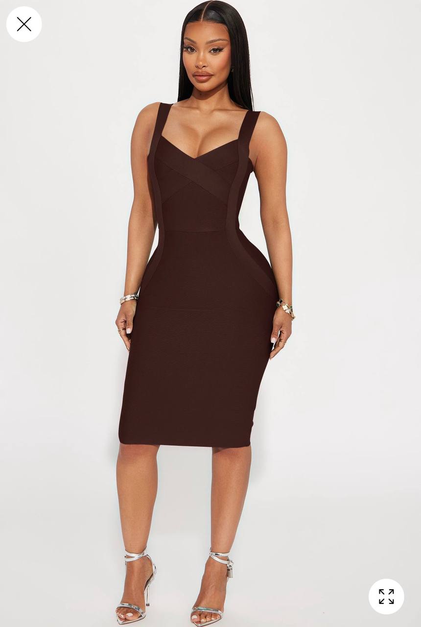 Elise Bandage Midi Dress Chocolate
