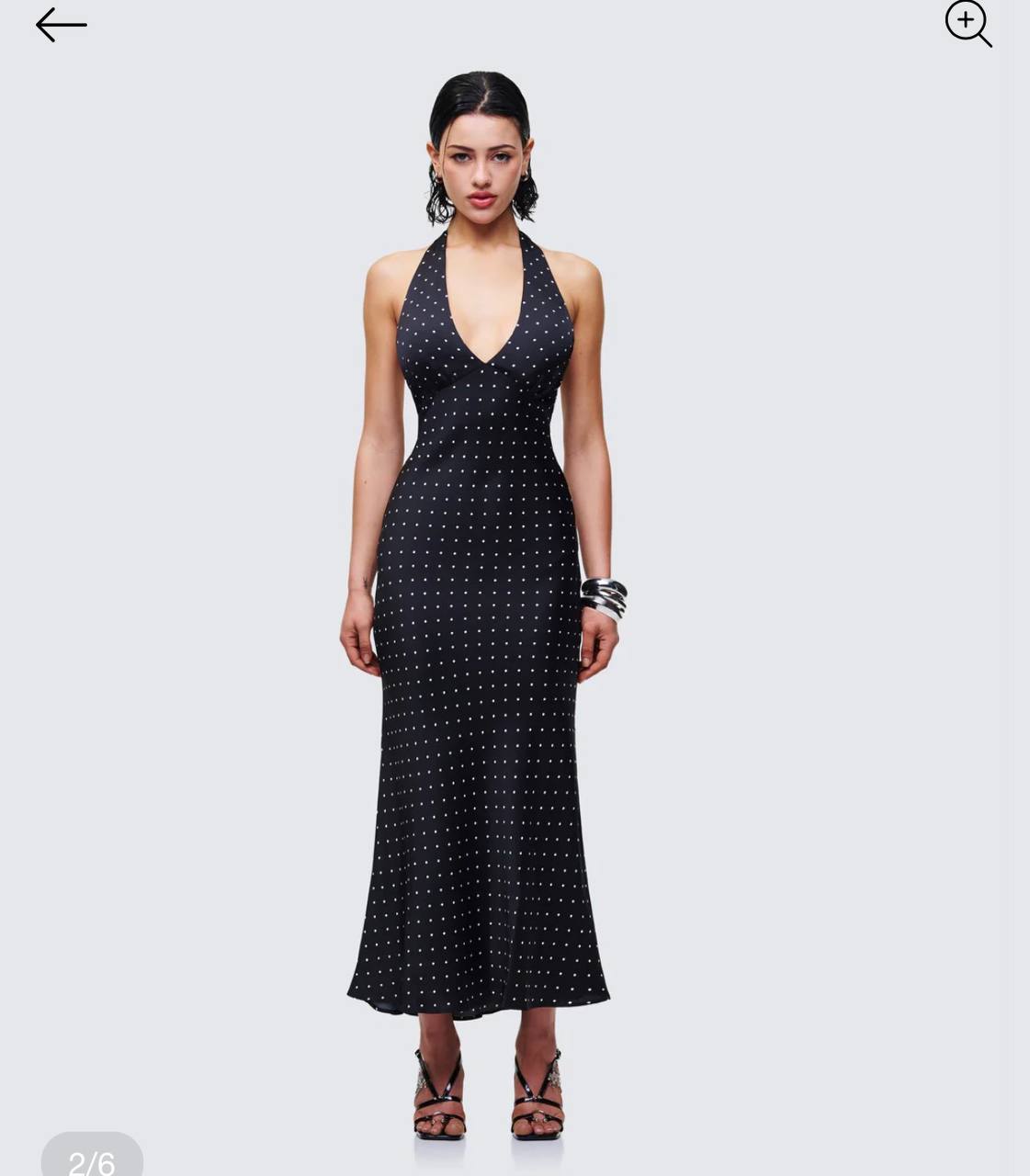 Anka Black Pin Spot Midi Dress
