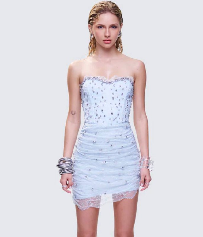 Clarisse Baby Blue Rhinestone Dress