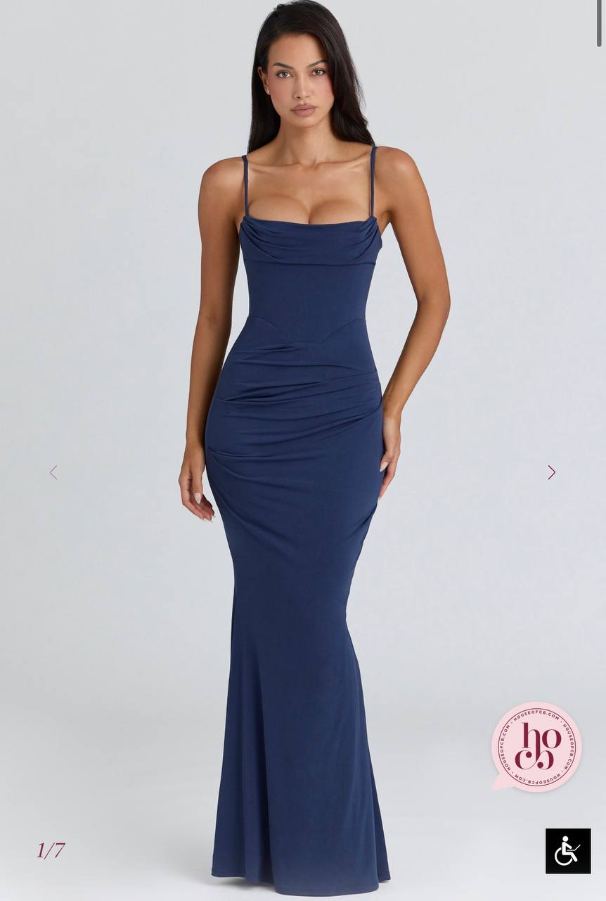 Milena Navy Corset Maxi Dress