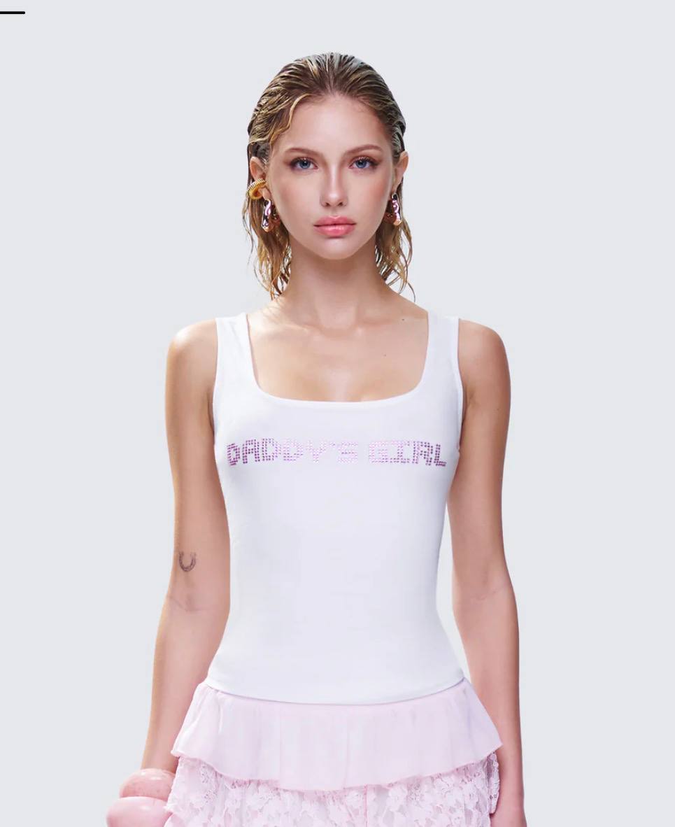 Dolores White Graphic Tank Top