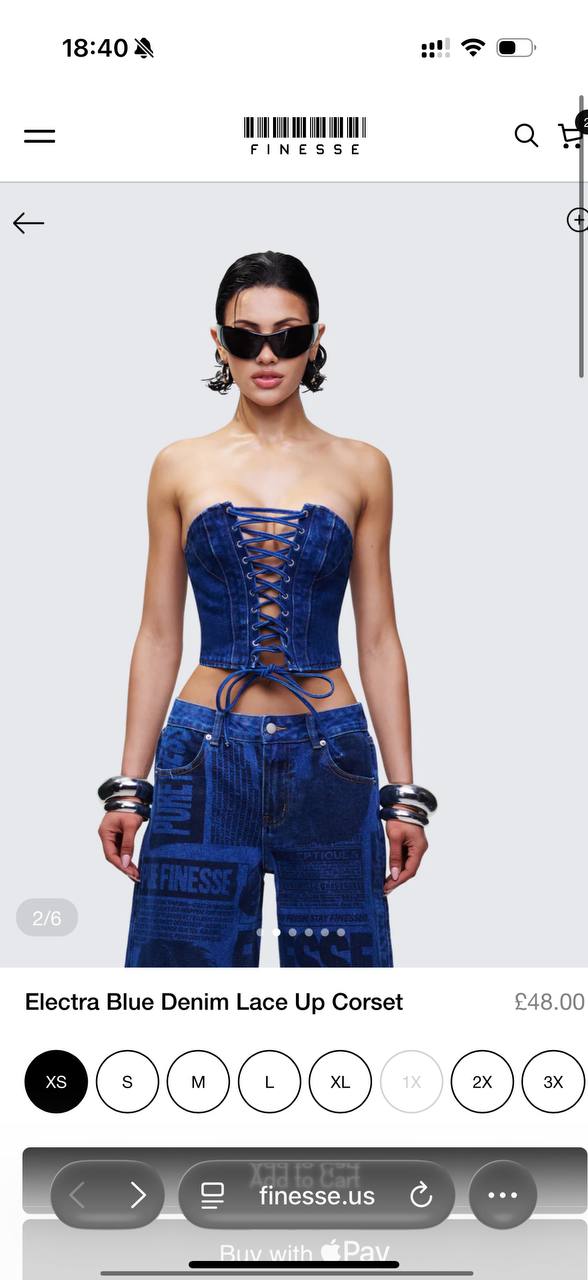 Electra Blue Denim Lace Up Corset