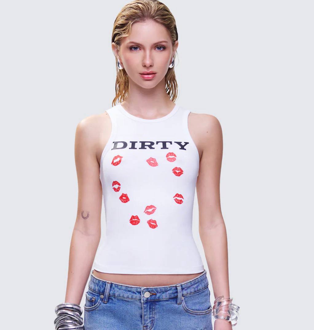 Saffron White Kissed Tank Top
