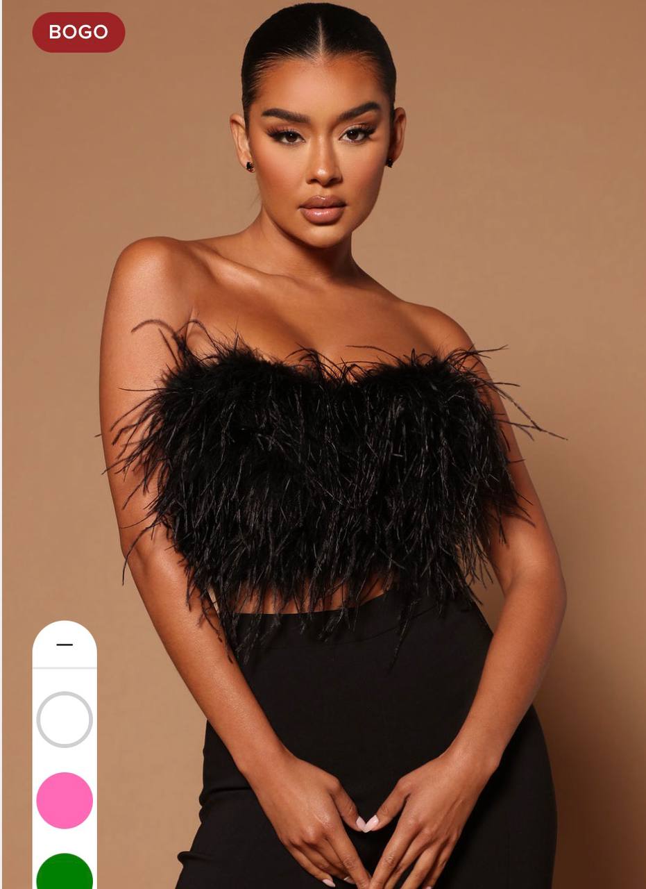 Asalia Feathered Top Black