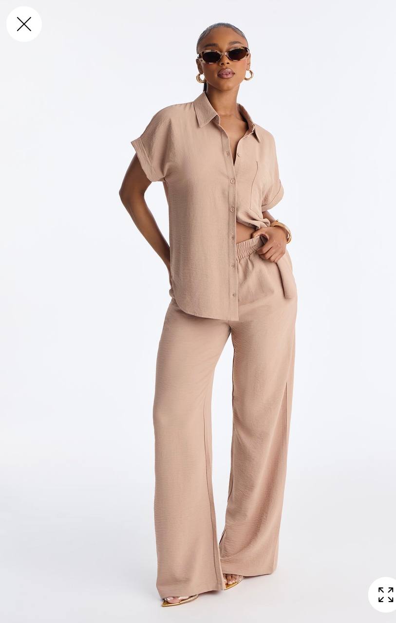 Makela Flowy Wide Leg Pant Set Mocha