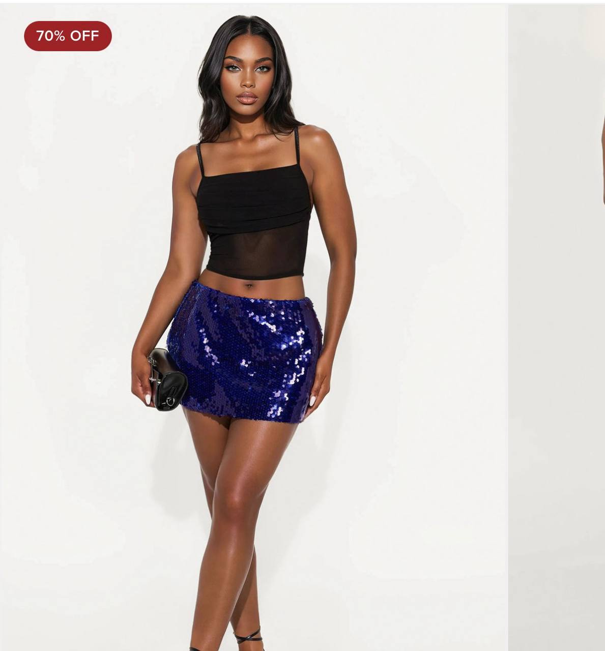 Nessa Sequin Low Rise Micro Mini Skirt Navy