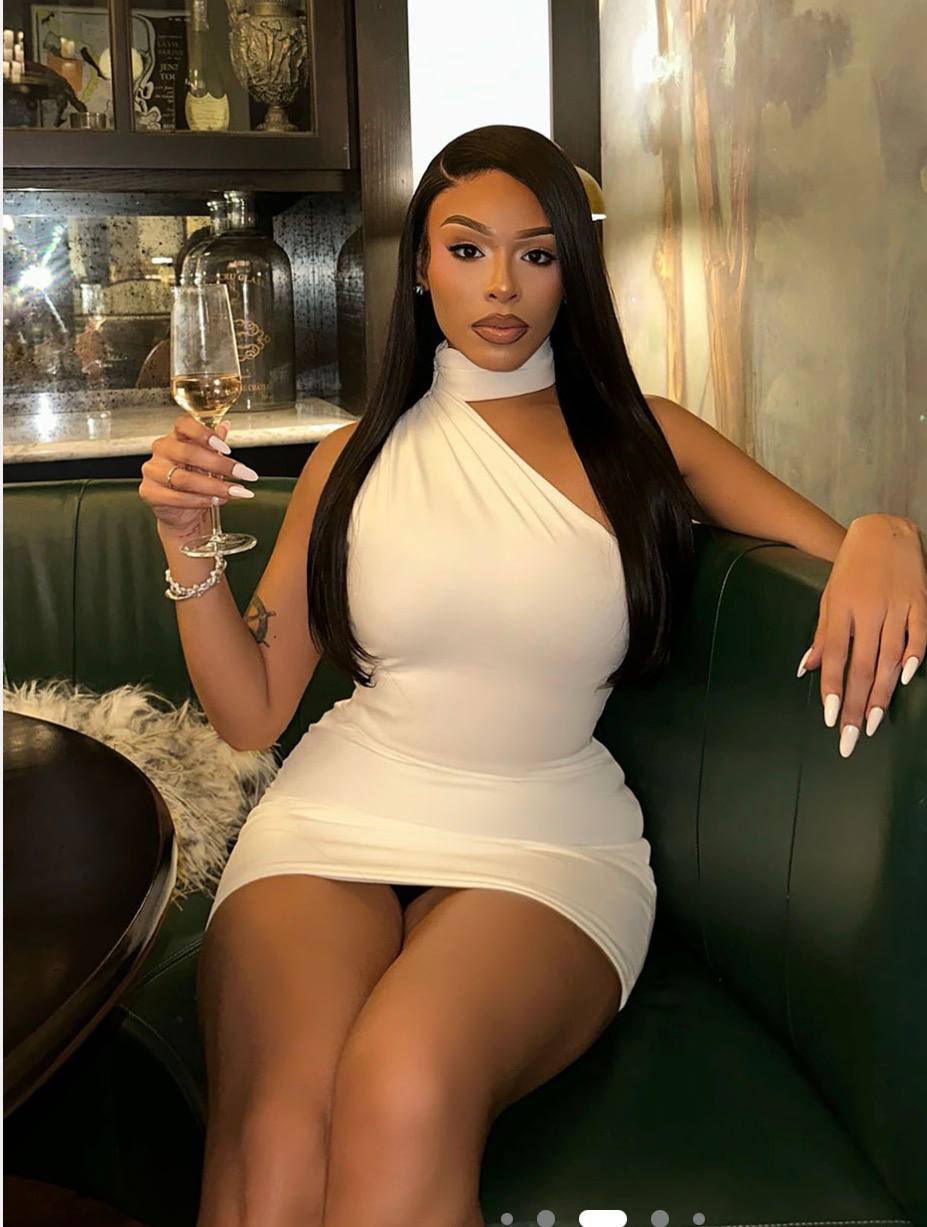 Selene High Neck Mini Dress White