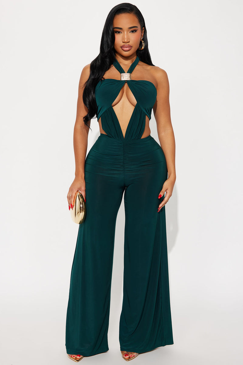 Untouchable Halter Wide Leg Jumpsuit Hunter