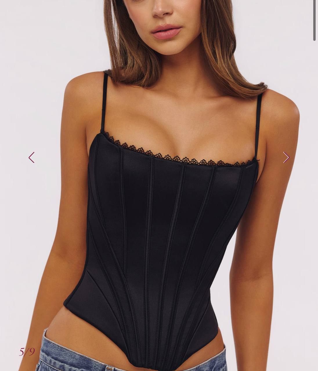 Cadie Black Satin Corset Top
