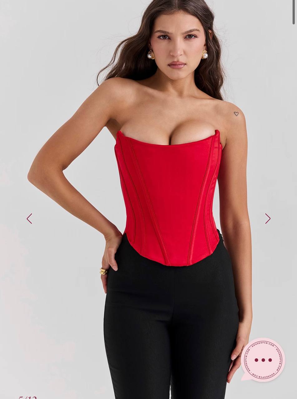 Genevieve Scarlet Lace Back Corset