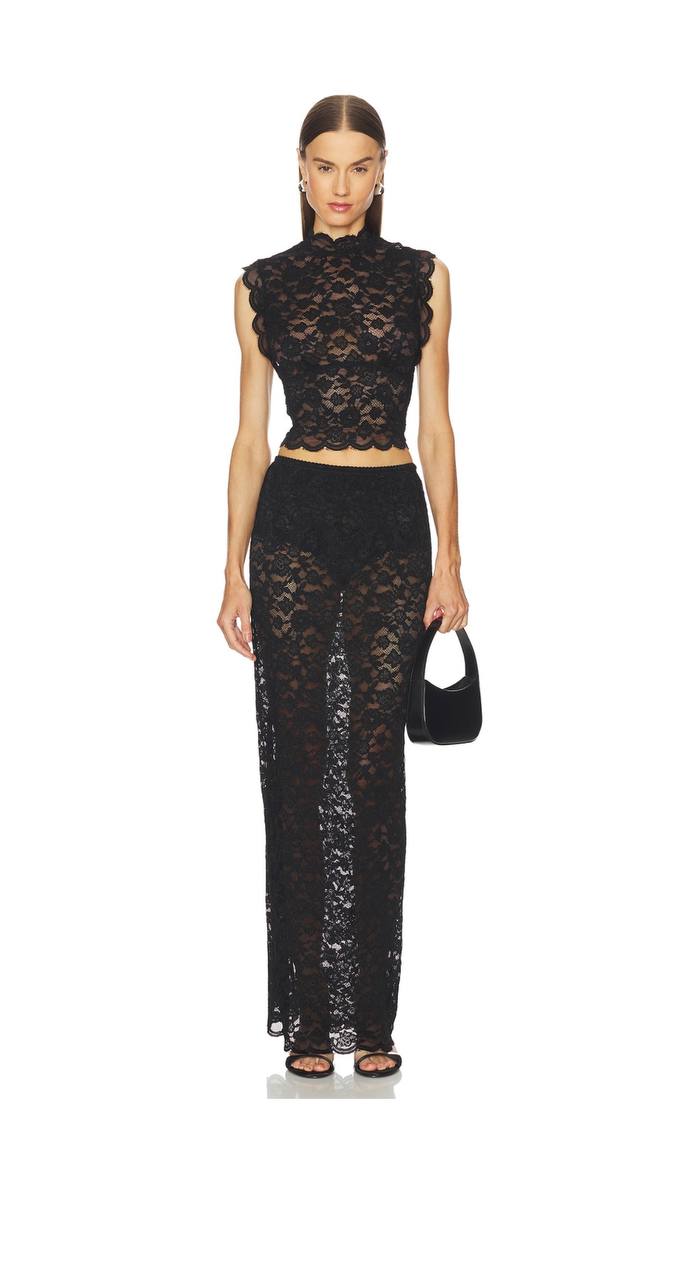 Asta Top + Skirt Set in Black