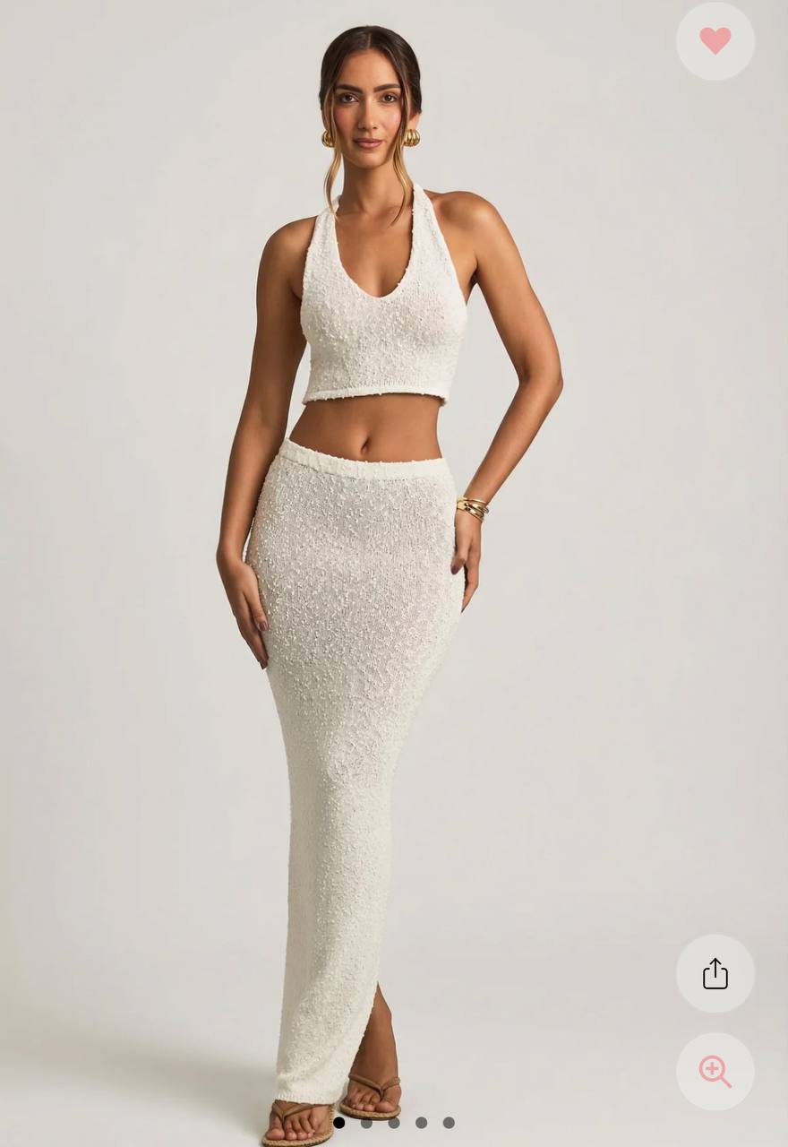 Everly Bouclé Set White