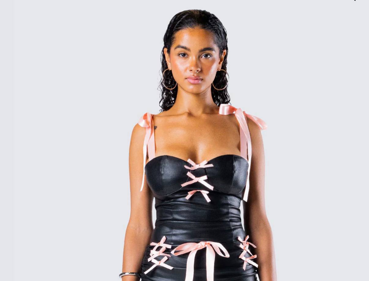 Novo Black Vegan Leather Top