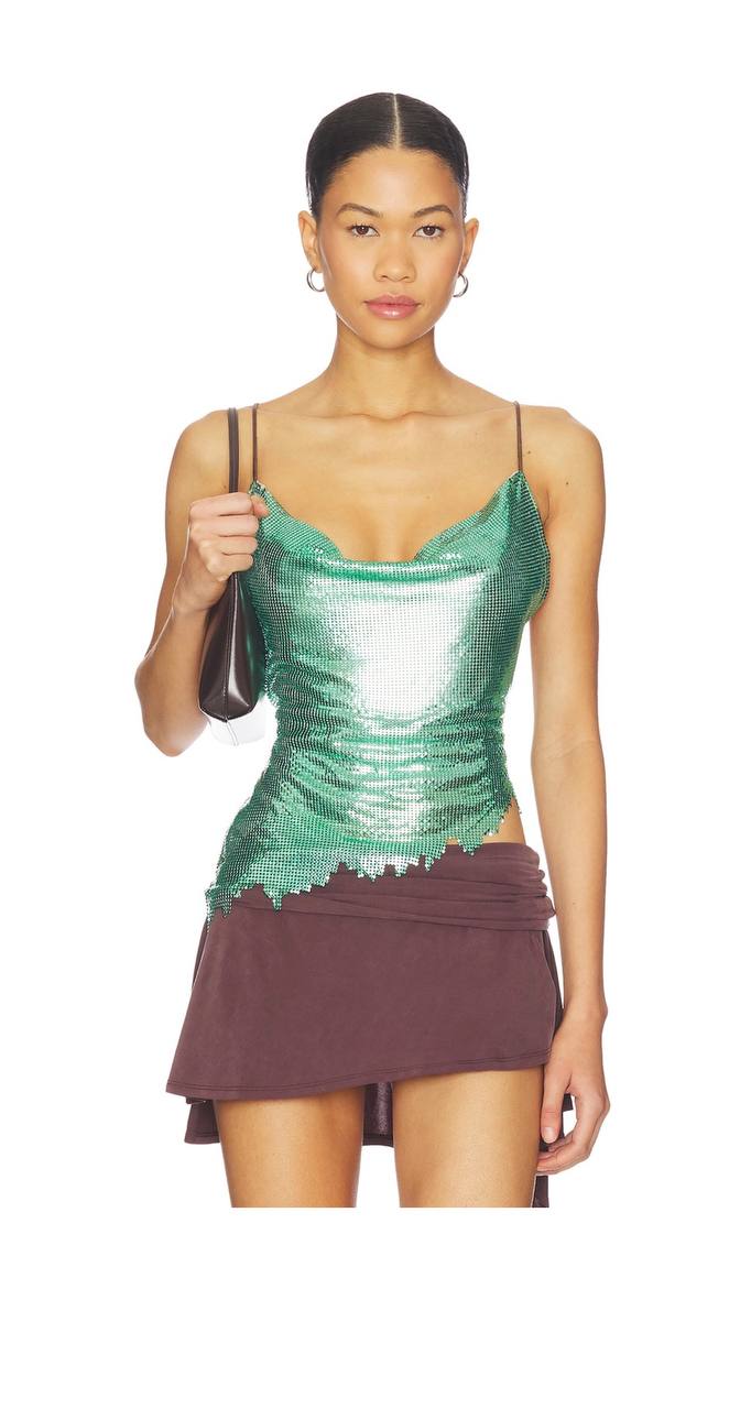Maya Metallic Chainmail Top in Laguna